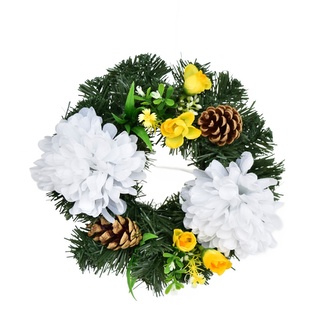 Věneček podzimní s bílými chryzantémami Ø20 cm