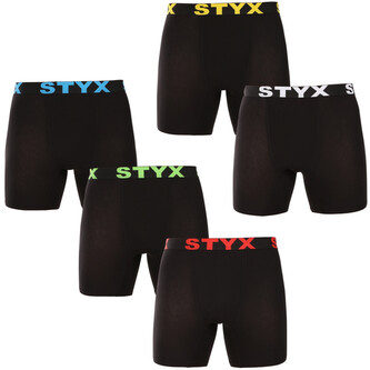 5PACK pánské boxerky Styx long sportovní guma černé (5UN9601) L