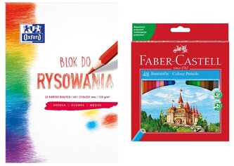 Kredki 36-kol. Zamek + blok rysunkowy Oxford A4 Gratis, Faber-Castell