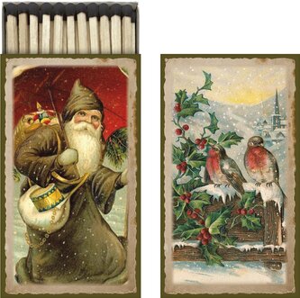 Dárkové zápalky Christmas Collage Santa & Birds