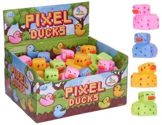 Kačenka pixel do vany guma 8x10cm 4 barvy 24ks v boxu