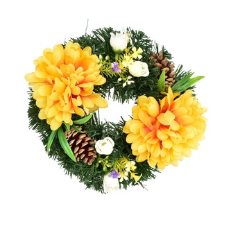 Podzimní věneček se žlutými chryzantémami Ø20 cm