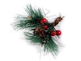 Umělá vánoční větvička na drátku - 3 ks - 1 zelená