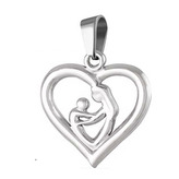 OPP1925 Ocelový přívěsek matka a dítě - čtyřlístky