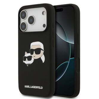 Karl Lagerfeld Liquid Silicone Double Heads MagSafe Zadní Kryt pro iPhone 17 Pro Black