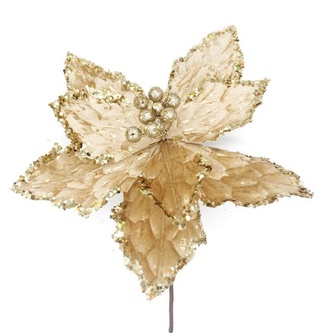 Poinsetie třpytivá zlatá Ø25 cm