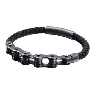 Kožený náramek Gaira Chain 31507 - černý