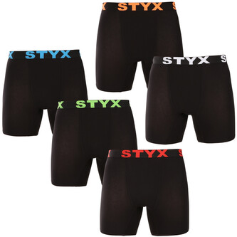 5PACK pánské boxerky Styx long sportovní guma černé (5UN9602) L