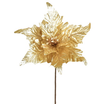 Poinsetie třpytivá zápich šampaň Ø33 cm