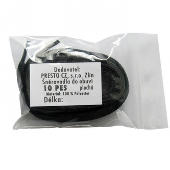 Tkaničky do bot ploché Presto 10 PES 180 cm - černé, 180