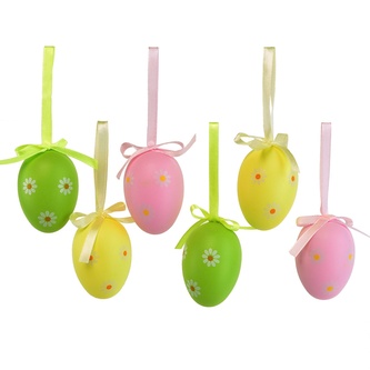 Velikonoční vajíčka s kytičkami 6 ks, 6x4 cm