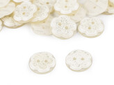 Knoflík květ s glitry velikost 20" - 50 ks - 4 krémová světlá
