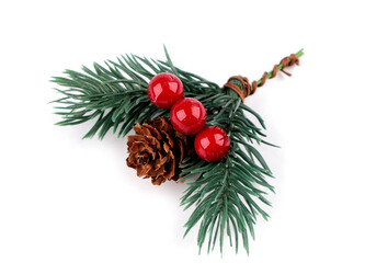 Umělá vánoční větvička na drátku - 3 ks - 2 zelená