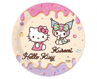 Papírové talíře Hello Kitty a Kuromi – 23 cm, 8 ks