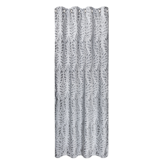 Záclona s kroužky, žakár „listy“ - světle šedá, 245 mm, 140 mm