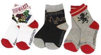 SunCity Ponožky dětské klasické, 3 ks, Nebelvír červené, Harry Potter Velikost: 23-26