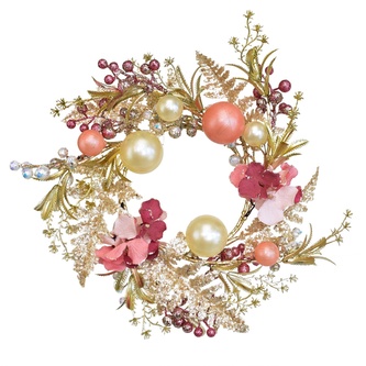 Růžový perleťový věnec pro romantické chvíle  Ø35 cm