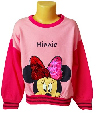 Dívčí mikina MINNIE měnící se flitry přes hlavu, růžová, velikost: 128