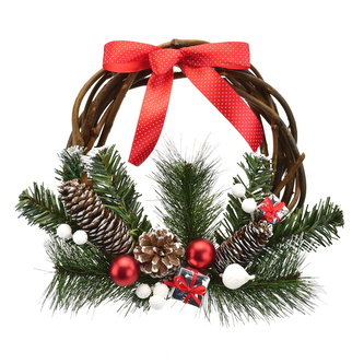 Proutěný věnec s dárečky a mašlí Ø25 cm