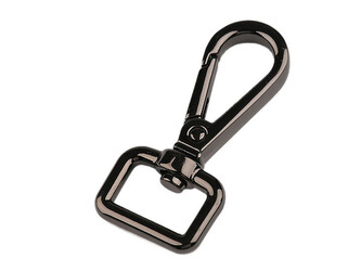 Kovová karabina otočná, průvlek 15 mm - 5 ks - 3 nikl černý