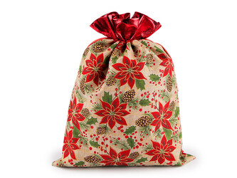 Vánoční dárkový pytlík 30x40 cm imitace juty - 1 ks - 3 režná přírodní červená