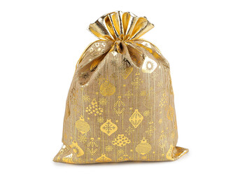 Vánoční dárkový pytlík 30x40 cm imitace juty - 10 ks - 1 režná přírodní zlatá
