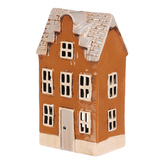 Domeček keramický - patrový, na čajovou svíčku, hnědý