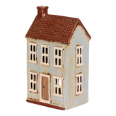 Domeček keramický - patrový, na čajovou svíčku, modrý