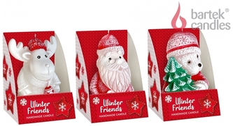 Svíčka vánoční VÁNOCE ZIMNÍ PŘÁTELÉ 11cm 185g MOM 12ks