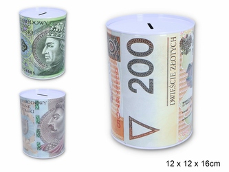 SKARBONKA METALOWA 16x13 cm. "PLN"