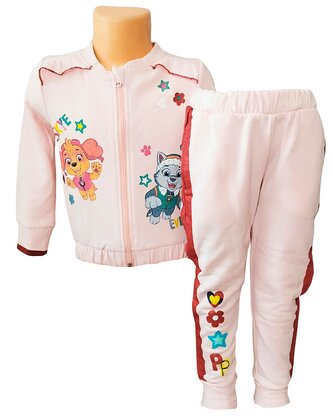 Dívčí tepláková souprava TLAPKOVÁ PATROLA s metalickými lampasy, růžová, velikost: 104