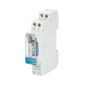 Hodiny spínací ORBIS UNO QRD, analog., denní, 1mod., se zálohou, šedé, na DIN lištu