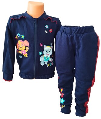 Dívčí tepláková souprava TLAPKOVÁ PATROLA s metalickými lampasy, modrá, velikost: 116