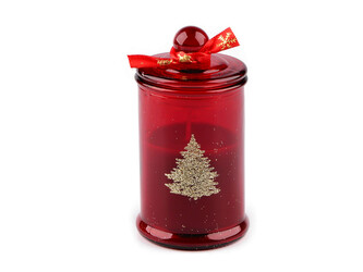 Vánoční vonná svíčka ve skle 80 g - 1 ks - 4 červená stromeček