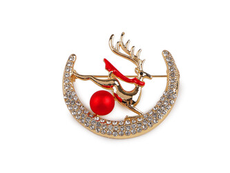 Brož s broušenými kamínky jelen - 1 ks - 2 růžové zlato