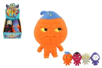 Příšera antistresová natahovací plněná pískem 465g silikon 13cm 4 druhy v sáčku 12ks v boxu