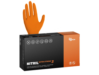 Nitrilové rukavice NITRIL EXTRA STRONG3  100 ks, nepudrované, oranžové, 5.4 g Velikost: M
