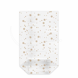 Sáček čirý (OPP) s křížovým dnem Hvězdy zlaté 14,5 x 23,5 + 6 cm [100 ks]