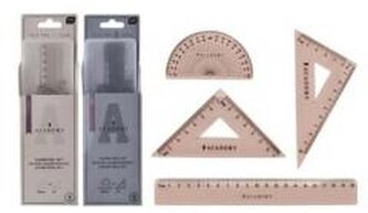 Zestaw geometryczny Academy z linijką 20cm mix