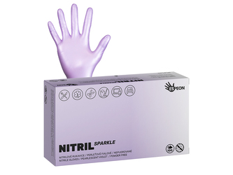 Nitrilové rukavice NITRIL SPARKLE  100 ks, nepudrované, perleťově fialové, 4.0 g Velikost: M