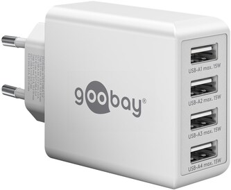 Goobay 4 portový nabíječ (30 W) 4x USB-A porty, bílý