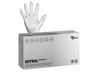 Nitrilové rukavice NITRIL SPARKLE  100 ks, nepudrované, perleťově stříbrné, 4.0 g Velikost: M