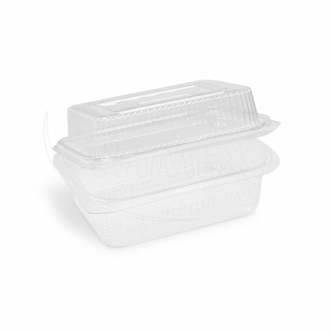 Miska (rPET) s víčkem hranatá průhledná 750 + 400 ml [50 ks]