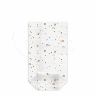 Sáček čirý (OPP) s křížovým dnem Hvězdy zlaté 11,5 x 19 + 4,5 cm [100 ks]