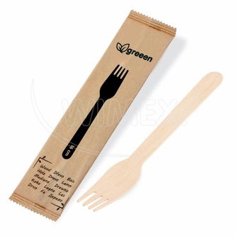 Vidlička (dřevěná FSC 100%) 16cm jednotlivě balená [100 ks]