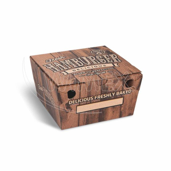 Burger box (mikrovlnitá lepenka) kraft s potiskem 150 x 150 x 95 mm [100 ks]