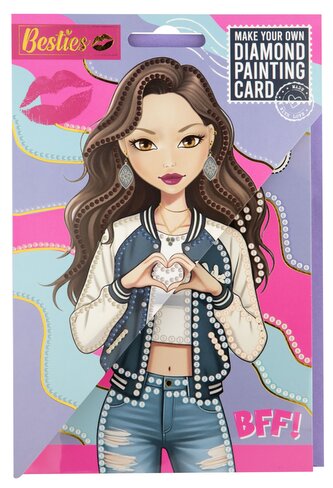 Diamantové malování Besties, přáníčko - modré