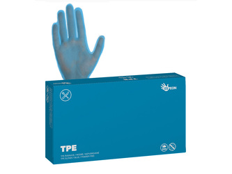 TPE rukavice 200 ks, nepudrované, modré, 37 mi Velikost: L