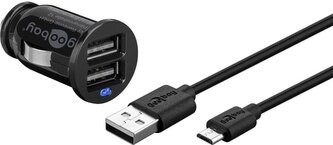 Goobay Napájecí 12V autoadaptér na 2xUSB 2,1A s micro USB kabelem 1m