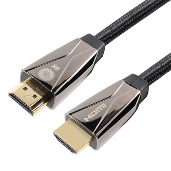 GoGEN HDMI 2.1 8K UHD, 3m, pozlacený, opletený - černý kabel